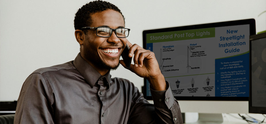 Municipal customer ordering a new streetlight with Consumers Energy